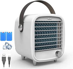 Ventilador de aire acondicionado portátil Mini enfriador de aire personal por evaporación con lámpara de atmósfera azul Regulación de velocidad contin precio