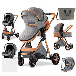 3 en 1 Sistema de Viaje Para Bebé Carrito con Capazo Silla de Paseo 3 en 1 Cochecito de Bebé Cochecito de Paisaje Alto Reclinable Cochecito Estándar P precio