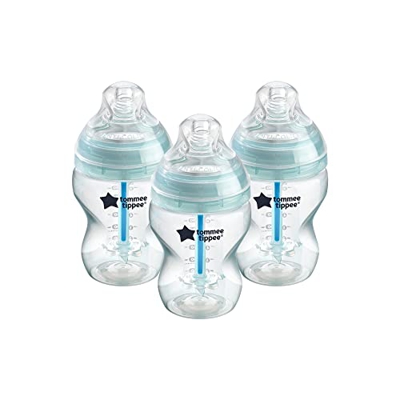 Tommee Tippee - Biberónes Anticólico con Tetina con Forma de Pecho y Sistema de Aireación Anticólico, 260 ml, Pack de 3