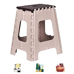 IKLOB® Store: Taburete Plegable hasta 150 kg - Gris, banquito Plegable de 44 cm de Alto (no Hace Falta Escalera para altillos) , baño, Silla Plegable  en oferta