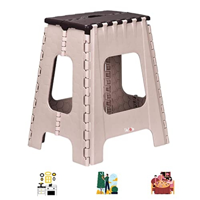 IKLOB® Store: Taburete Plegable hasta 150 kg - Gris, banquito Plegable de 44 cm de Alto (no Hace Falta Escalera para altillos) , baño, Silla Plegable 