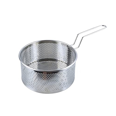 Cesta para freír Herramienta de cocción inoxidable Cesta de acero Fry Cocina de malla de cola de malla Dumingle Dumings Filador Freing Free Freed Bank