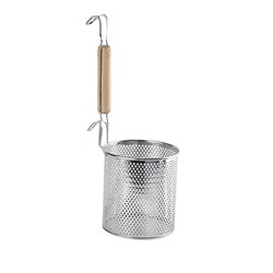 Cesta para freír Fide de fideos de acero inoxidable con colador con mango de gancho y madera, cesta de colador for bola de masa, udon, verduras o past precio