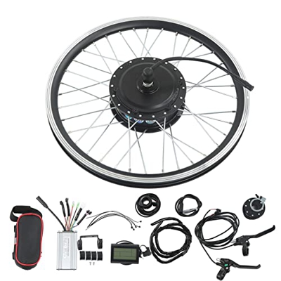 Keenso Kit de Conversión de Bicicleta Eléctrica, Kit de Rueda Delantera Kit de Controlador de Motor Dentado sin Escobillas con Medidor LCD3 para Conve