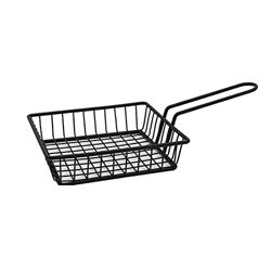 Cesta para freír Cesta frita cuadrada negra con mango creativo de acero inoxidable fritas fritas cesta mini bocadillo cesta for papas fritas, nuggets  en oferta