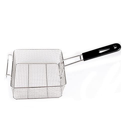 Cesta para freír Acero colgante de acero inoxidable servidor de freidora canasta de alevador cola de plástico Herramienta de cocina cuadrado para Coci