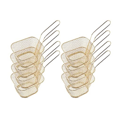Cesta para freír 8pcs Cesta de frito de acero inoxidable pollo frito colador de papas chips cesta de canasta de canasta de alimentos herramientas de c