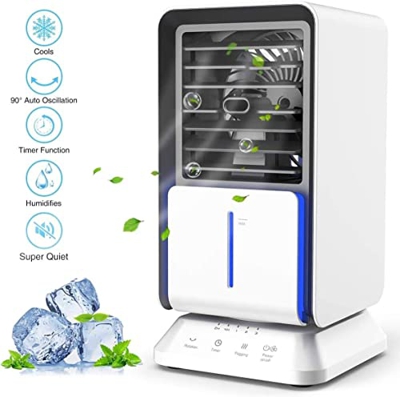 Enfriador de aire portátil Enfriador de espacio Mini aire acondicionado personal Ventilador de mesa 3 en 1 Enfriador evaporativo de escritorio Purific