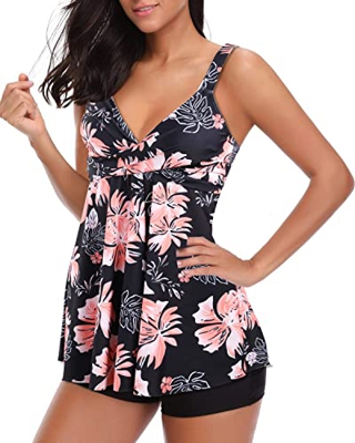 Adigaber Traje De Baño Mujer Bañador de 4 Piezas Conjuntos Top Floral Braga Tankinis Swimsuit Playa Push up Swimsuit Swimwear Beachwear