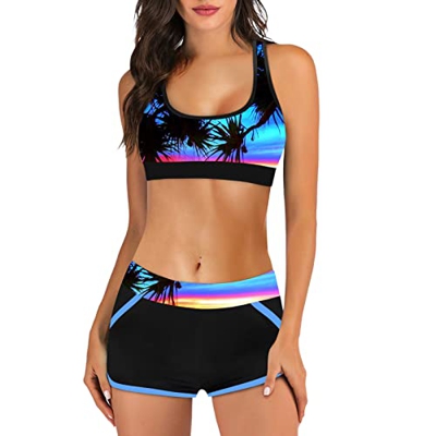 riou Bikinis Mujer 2022 Brasileño Push Up Sexy Halter Tirantes Ropa de Playa de Dos Piezas Elegante Adolescente Divididos Bañadores Ropa de Playa Biqu