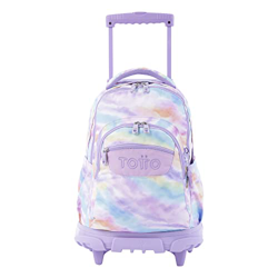 TOTTO Mochila escolar con ruedas estampados pastel Renglones de color Multicolor en oferta