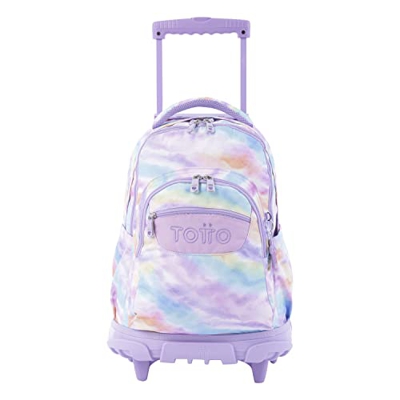 TOTTO Mochila escolar con ruedas estampados pastel Renglones de color Multicolor