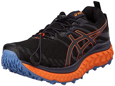 Asics Trabuco MAX, Trail Running Shoe Hombre, Black/Shocking Orange, 45 EU