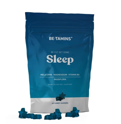 BETAMINS | Melatonina Gominolas para Dormir | 60 Gummies sin Azúcar ni Gluten | Melatonina + Vitamina B6 + Magnesio + Extracto de Pasiflora | Reduce e