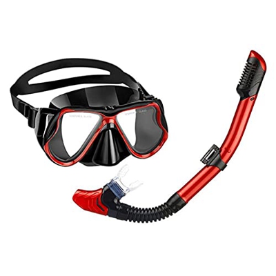 QHYXT Juego de esnórquel, máscara de esnórquel con Parte Superior Seca, Equipo de esnórquel antivaho y antipérdida, Gafas de Buceo de Vidrio Templado,