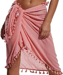 Tuopuda Mujeres Sarong de Playa Traje de baño Semi-Transparente Bikini Cover-Ups Pareo Chal Falda con borlas características