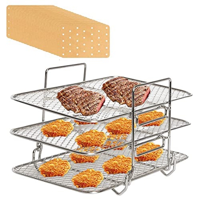 Popcornon Estante de Freidora de Aire para Ninja Freidora de Aire Dual, Freidora de Aire de Rejilla Deshidratadora para Ninja DZ201, DZ401 XL Freidora