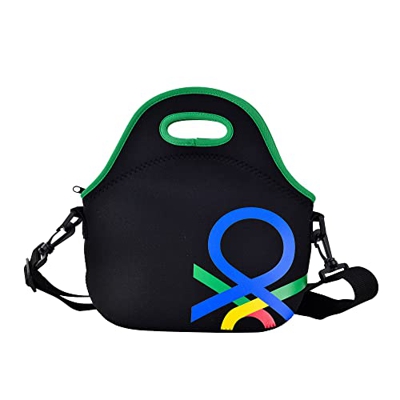 UNITED COLORS OF BENETTON. Black&White Bolsa Almuerzo 30x30x17cm Neopreno Negro Black & White