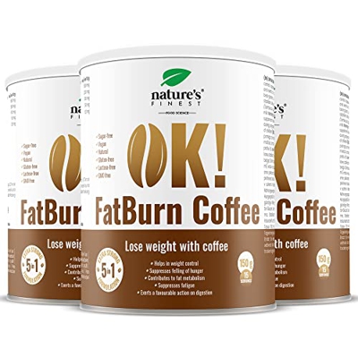 Nature's Finest OK! FatBurn Coffee | Bebida de café con acción 5 en 1 para aumentar la energía y adelgazar | Acelera la quema de grasa y reduce los an