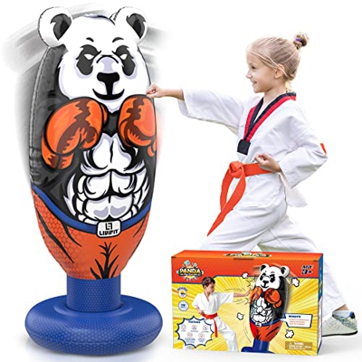 LIVIFIT® Panda Punching Ball - Innovador Saco de Boxeo Hinchable para niños y Adultos - | Boxeo | Taekwondo | Fitness | Karate - Se sostiene por sí Mi