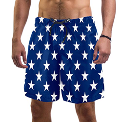 Lurnise Bandera De La Estrella Americana Troncos De Natación para Hombre Shorts De Baño De Secado Rápido con Forro De Malla Funny Beach Shorts M en oferta