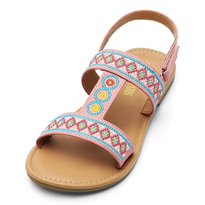 DREAM PAIRS Sandalia Plana Bohemia Mujer para Verano Zapatos Casuales de Playa Elegantes Sandalias C?modas y Transpirables ROSA SDFS2216W-E Talla 37 (