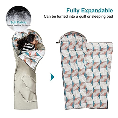 Ocobetom Saco de dormir para mochilero | Saco de dormir extra ancho | Saco de dormir ultraligero de algodón con saco de compresión para senderismo al 