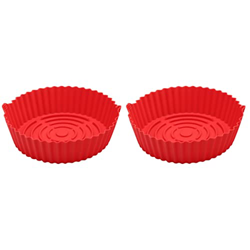 BESTonZON Ser of 2 19Cm Freidora de Aire Forro de Silicona para Freidora de Aire Bandeja para Hornear Freidora de Aire Recipiente de Silicona Olla de  en oferta