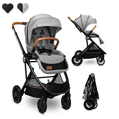 Lionelo Dani - Cochecito para cochecito de bebé (hasta 15 kg, posición hacia adelante y hacia atrás, con ruedas de espuma EVA, mango ajustable, funda 