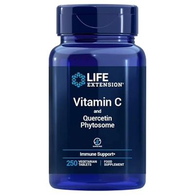 Life Extension, Vitamina C y Fitosoma de Quercetina Orgánica, 1000mg/15mg, Altamente Dosificado, 250 Comprimidos veganos, Probado en Laboratorio, Sin 