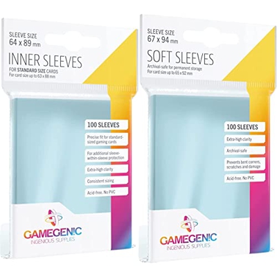 GAMEGEN!C- Pack Inner Sleeves (100), Color Clear (GGS10013ML) + Soft Sleeves Pack (100), Color Clear (GGS10014ML)