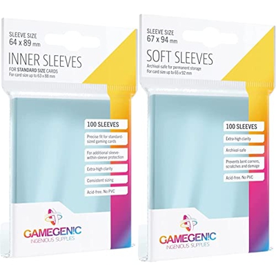 GAMEGEN!C- Pack Inner Sleeves (100), Color Clear (GGS10013ML) + Soft Sleeves Pack (100), Color Clear (GGS10014ML)