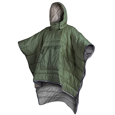 JIEXUHDE Poncho de invierno, manta con capucha, saco de dormir para acampar, capa al aire libre, capa de capa para clima extremo, cálida, impermeable,