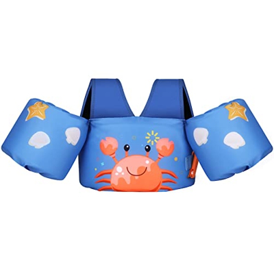 MoKo Chaleco Flotante para Niños, Chaqueta de Natación para Niños con Silbato y Correa de Seguridad Ajustable para Aprender a Nadar, Manguitos de Nata