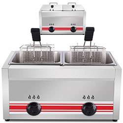 Gas de gran capacidad con cestas y tapa extraíbles, 20 L/30 L, control de temperatura independiente, potencia de fuego ajustable, acero inoxidable ((G características