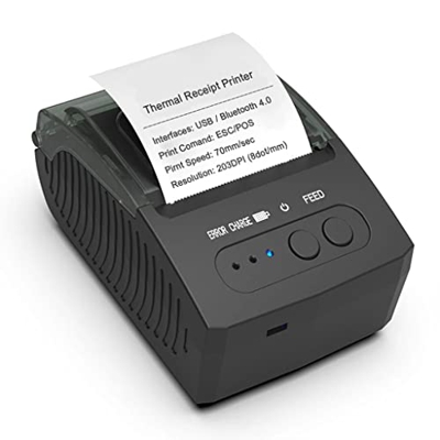 DFGHJK Impresora de recibos térmicos 58mm inalámbrico portátil Mini Bluetooth Pos Impresora compatible con Android iOS Windows de telefonía móvil
