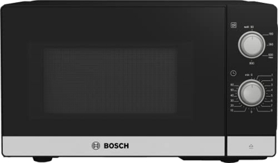 Bosch FFL020MS2 Serie 2 - Microondas, 26 x 44 cm, 800 W, plato giratorio de 27 cm, bisagra de puerta izquierda, asistencia de limpieza, iluminación LE
