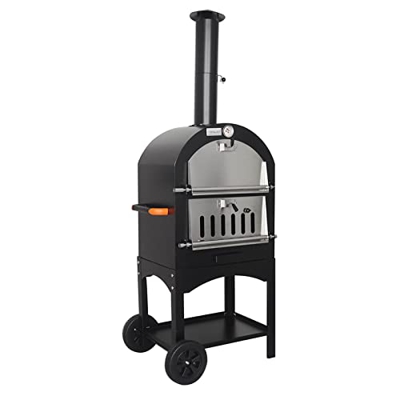 ZZAMG Horno de Pizza al Aire Libre, Parrilla de Barbacoa de carbón Independiente de 3 Niveles con Chimenea, Horno de Pizza portátil de Acero Inoxidabl