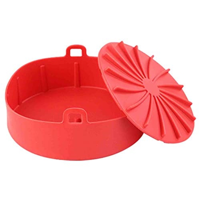 XYQSH Silicona para freidora de Aire, Redondo con Mango Reutilizable Revestimiento de freidora de Aire, Antiadherente Freidora Horno de Cesta Accesori