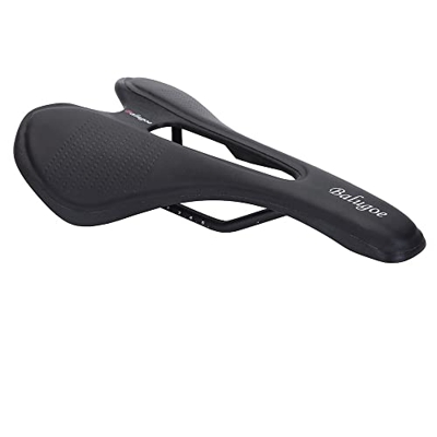 ShoppyCharms Sillín de Bicicleta MTB, Asiento de Bicicleta de Carretera de montaña, cojín de Ciclismo Relleno de Gel de Cuero PU, cómodo sillín de Bic
