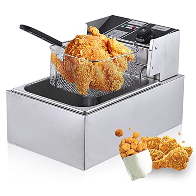 松集 Freidora EléCtrica De Grado Profesional, MáQuina De Papas Fritas PequeñA para El Hogar, Capacidad De Aceite De 6L, Temperatura Constante Inteligent