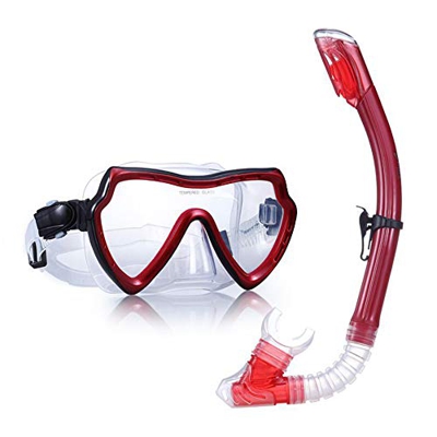 Juego De Esnórquel De Buceo, Máscara De Buceo De Vidrio Templado Y Esnórquel Seco, Diseño Panorámico Antivaho Antifugas, Parte Superior Seca con Silic