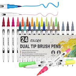 Newaner Rotuladores Lettering 24 Colores Rotuladores Doble Punta Acuarelables, Rotulador Permanente Brush Pen Rotuladores Profesionales para Diario Ca características