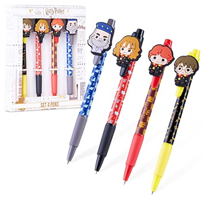 Harry Potter Bolígrafos Bonitos para Niños - Set Boligrafos para Regalar 4 Pack
