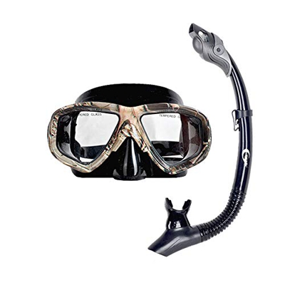 Máscara De Buceo Máscara De Buceo Antivaho Máscara De Silicona para Nadar Bajo El Agua + Juego De Tubos De Respiración Equipo De Caza De Snorkel (Camu