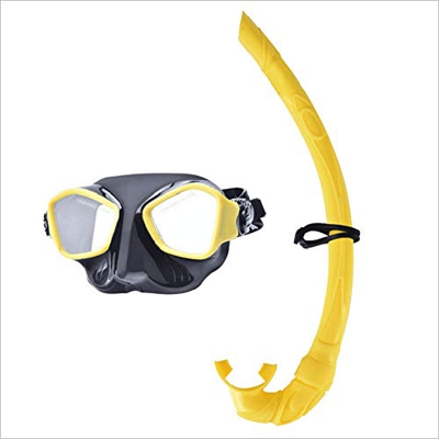 Juego De Esnórquel: Máscara De Buceo, con Vista Amplia De Válvula Superior Seca Y Máscara De Esnórquel Ajustable, para Adultos Y Jóvenes (Amarillo)