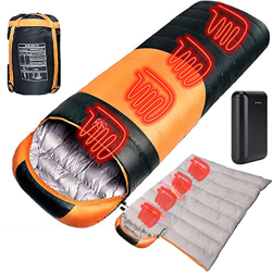 Saco de Dormir Adulto para 3-4 Estaciones, Saco de Dormir calefactado con 20000mAH Banco de energía,Impermeable Ultraligero Saco de Dormir Acampada pa características