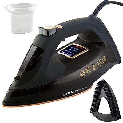 Olskaad - Plancha de vapor con generador de vapor de flujo continuo incluso vertical, pantalla LCD de 2400 W, placa de cerámica de 330 ml, recipiente 