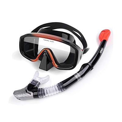 Paquete De Esnórquel para Adultos, Máscara De Buceo De Vidrio Templado Y Esnórquel Seco, Hebilla Lateral Ajustable Antivaho Antifugas para Apnea