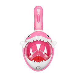 Snorkel De Buceo para Niños Buceo De Cara Completa Diseño De Tiburón 180 ° Vista Al Mar Fácil Respiración Buceo Antiniebla Antifugas (Rosa X) precio